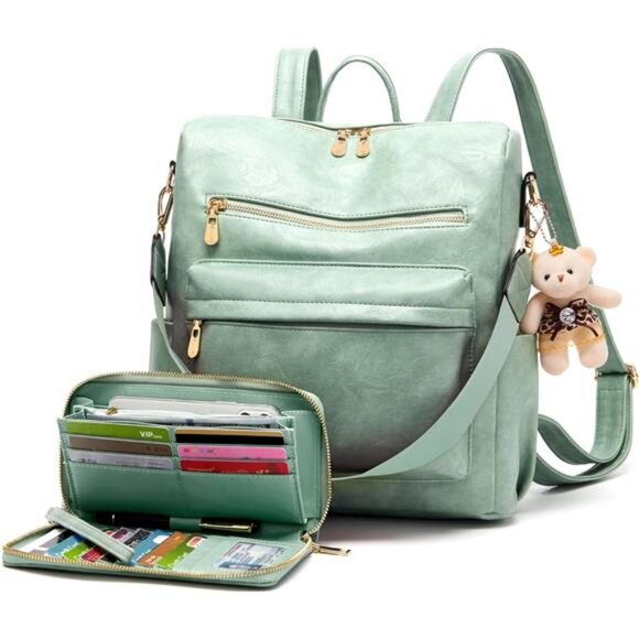 Women Backpack Multipurpose Set 2pcs Green - Picture 1 of 7